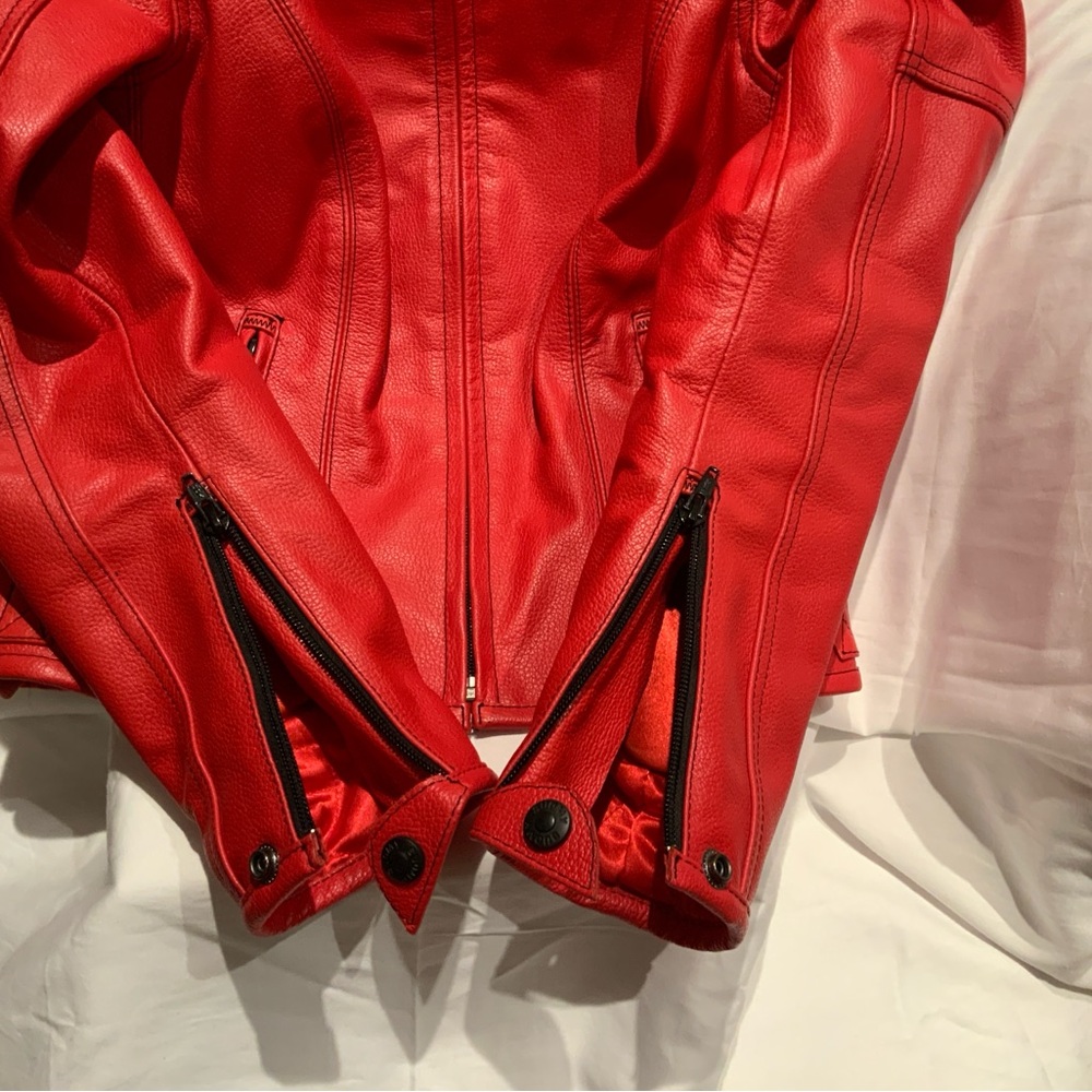 SUOMY Woman's Leather Motorcycle Jacket, Sz S, EUC - Picture 6 of 16
